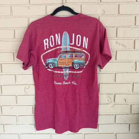 ron john surf shop cocoa beach red tee T Shirt Casual Resort Vacation Size M - Picture 4 of 7